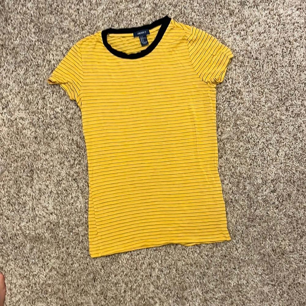 Forever 21 Yellow Striped Shirt